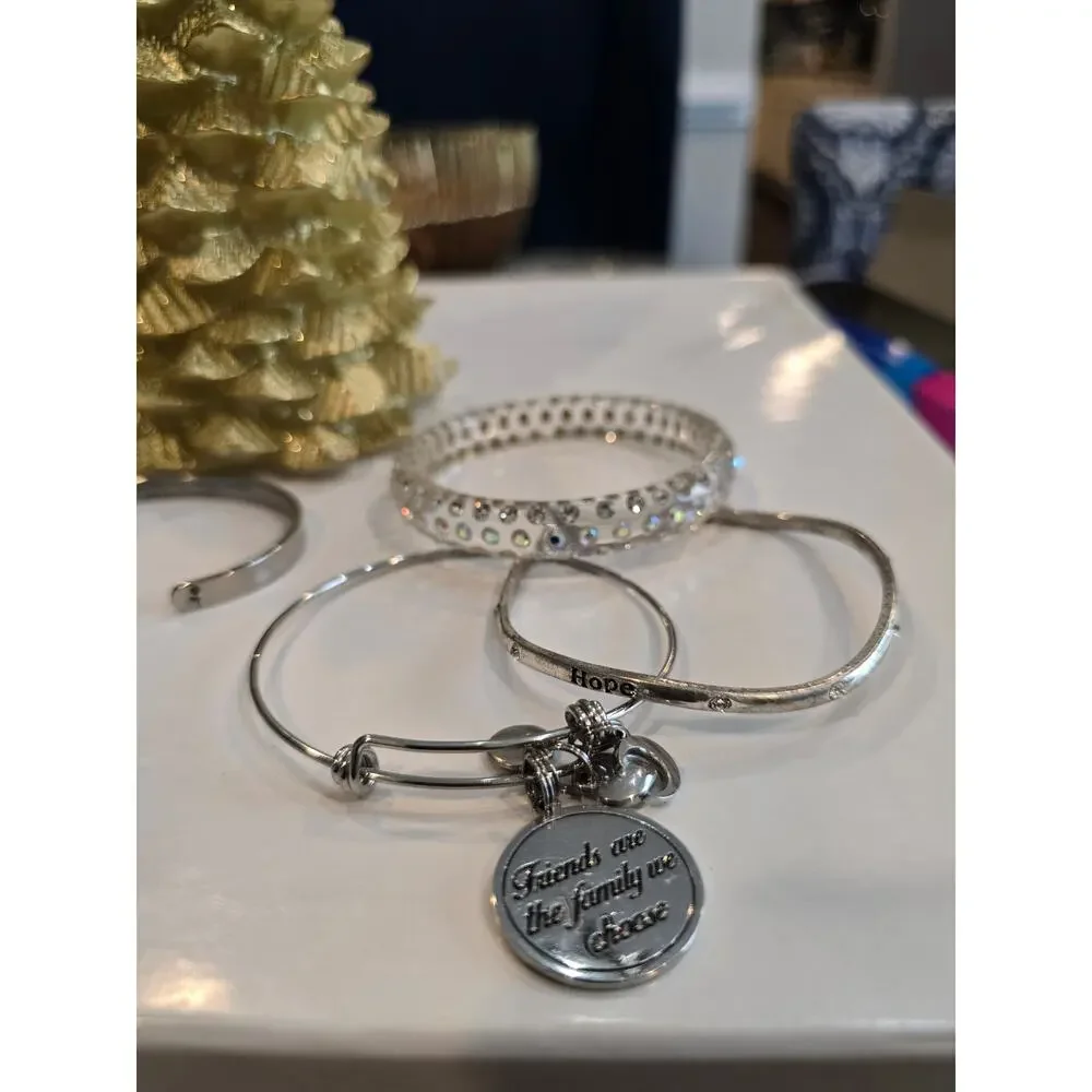 Bulk silver tone charm bracelets
